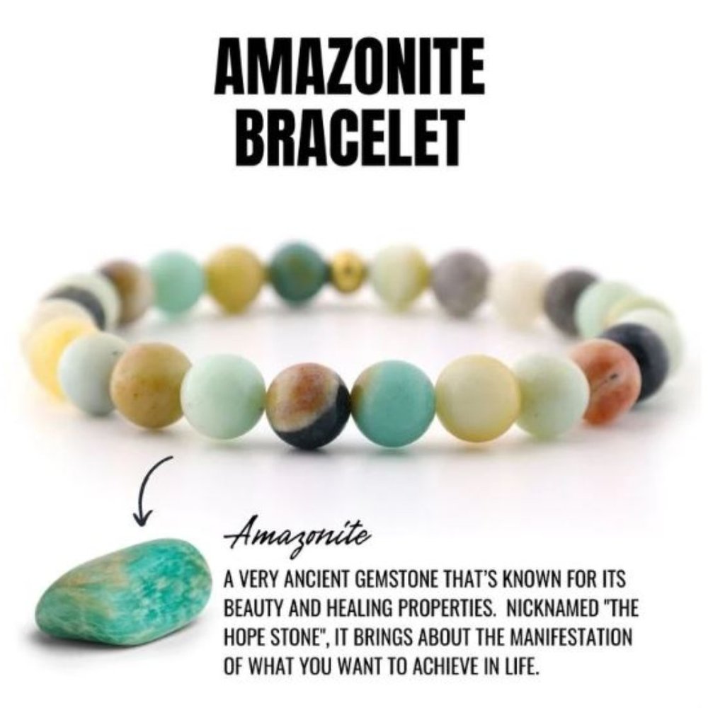 10mm Amazonite Frosted Matte Jasper Stretch Bracelet